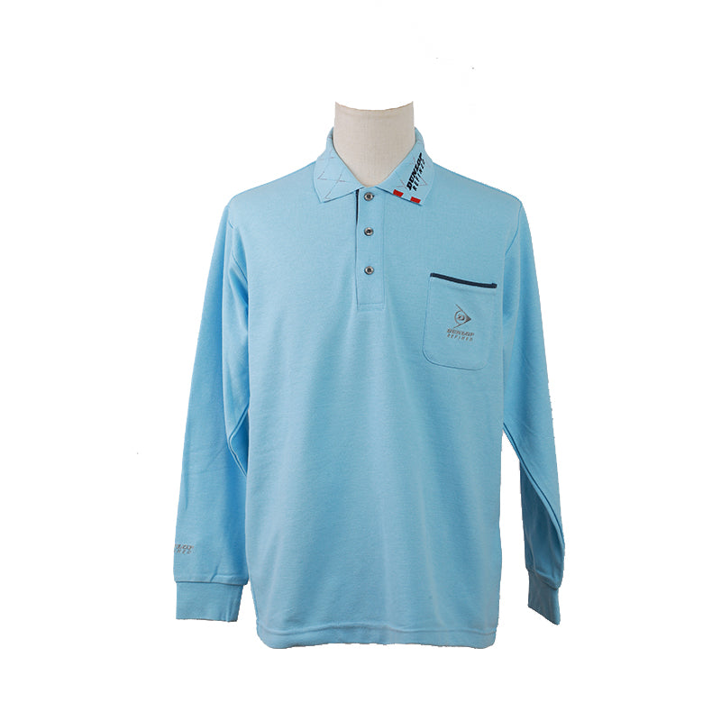 POLO shirt Long sleeved blue lapel slim fitting POLO shirt Casual business POLO shirt