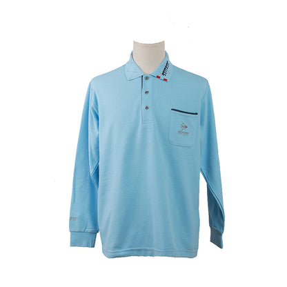 POLO shirt Long sleeved blue lapel slim fitting POLO shirt Casual business POLO shirt