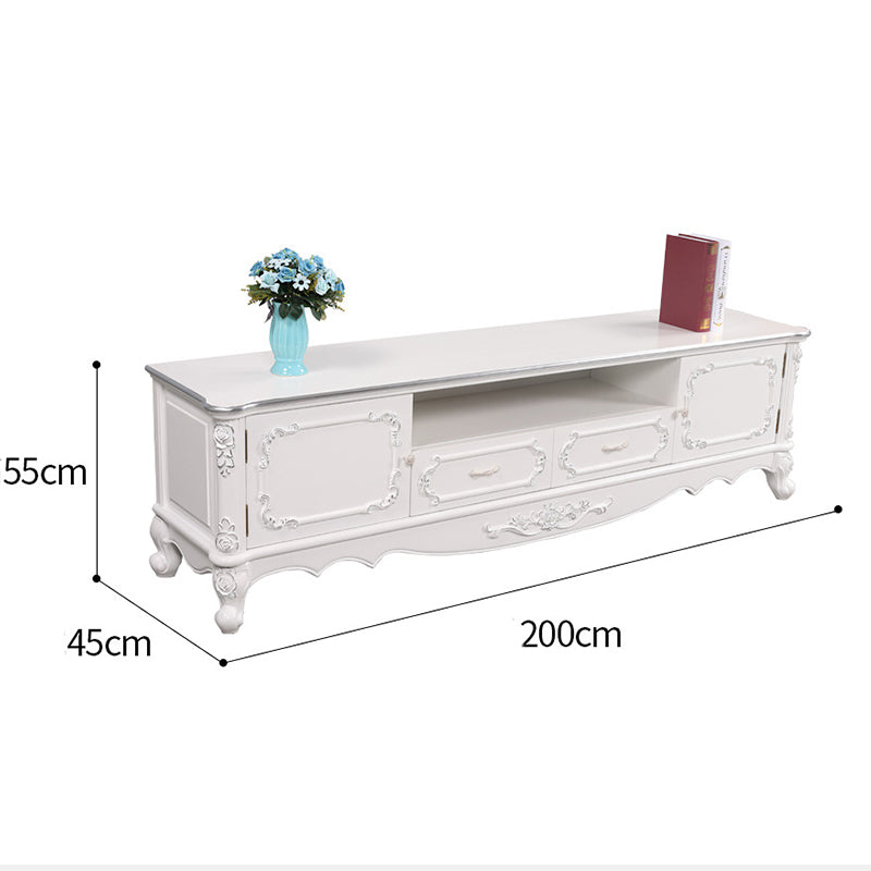 minghao European TV stand Begonia solid wood Europe and the United States TV cabinet original wood white modern simple living room TV cabinet 2.0 m(Please consult customer service for pricing)