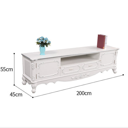 minghao European TV stand Begonia solid wood Europe and the United States TV cabinet original wood white modern simple living room TV cabinet 2.0 m(Please consult customer service for pricing)