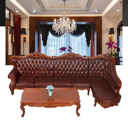minghao  European style log sofa living room sofa three or four people begonia wood sofa toffee sofa L-type
