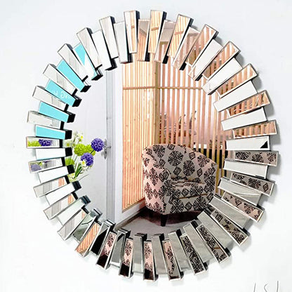 huaguan Bevel-edged frameless round wall-mounted wall mirror 80*80cm