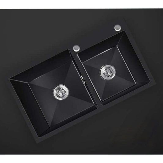 haixi  Stainless steel flume black gold steel flat edge double basin(Vui lòng tham khảo dịch vụ khách hàng để biết giá)