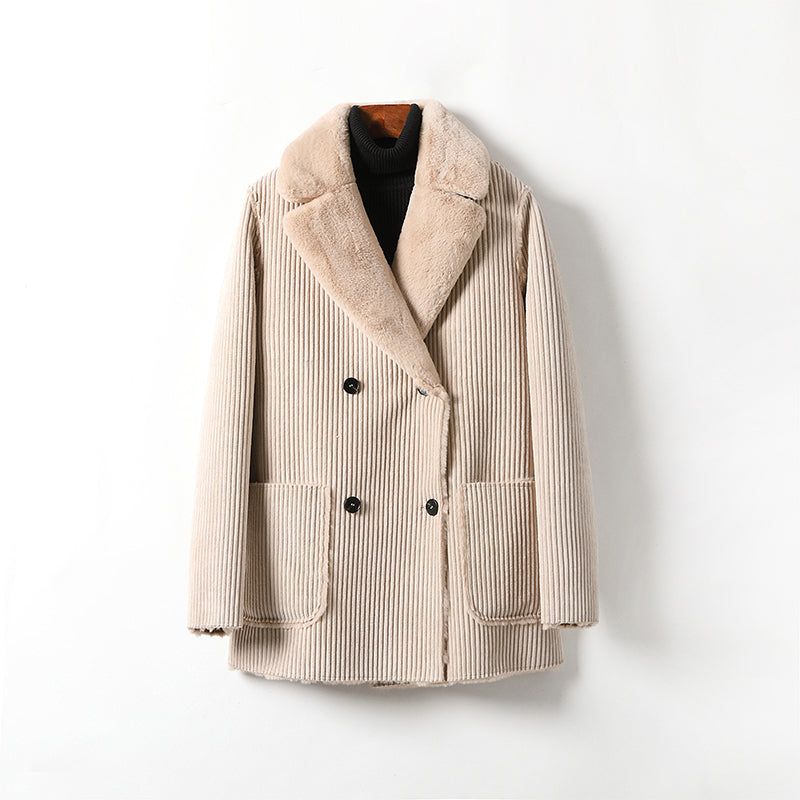 minwang Corduroy composite fluffy blouse MT718