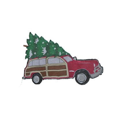 Hongfa Lights  Vintage Cart with Tree  Small Car with Gift Tractor Wrap C9 String Lights Wearing Christmas Hat  1,000 Pieces Waterproof Ambient Light