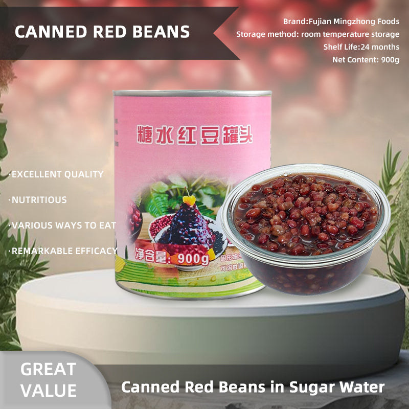 mingzhong Canned red beans in syrup, bean condiment, cooked red beans, sweetened natto, ready to eat  900g×12cans