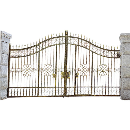 Hengze Wrought Iron Gate Villa Courtyard Entrance Door Reinforced, Rust-Proof, Anti-Theft(Please consult customer service for pricing)