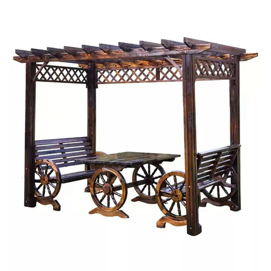 yiling Outdoor courtyard anticorrosive solid wood simple climbing vine rack villa outdoor solid wood grapevine terrace charcoal garden gazebo(Please consult customer service for pricing)