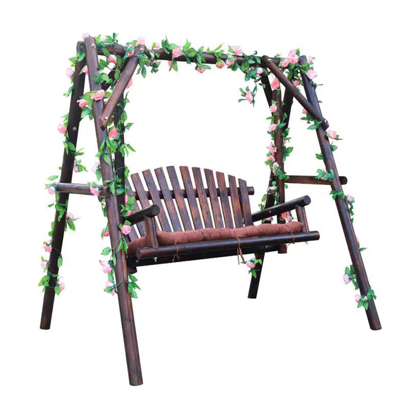 yiling  Charred anticorrosive wood swing outdoor patio double gold classic log swing indoor hanging chair outdoor garden rocking chair(Please consult customer service for pricing)