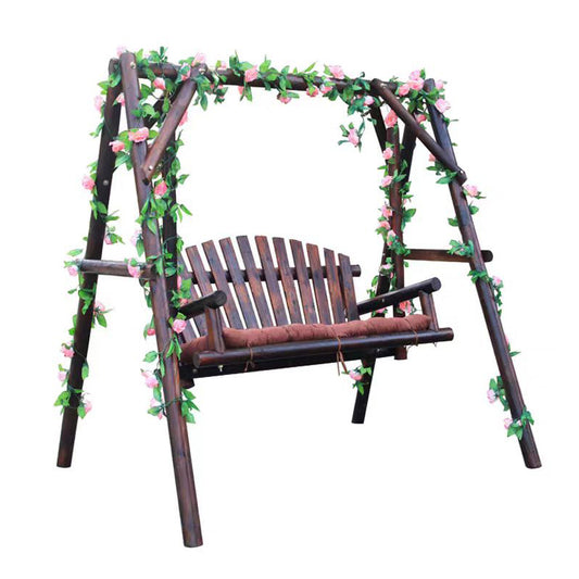 yiling  Charred anticorrosive wood swing outdoor patio double gold classic log swing indoor hanging chair outdoor garden rocking chair(Please consult customer service for pricing)