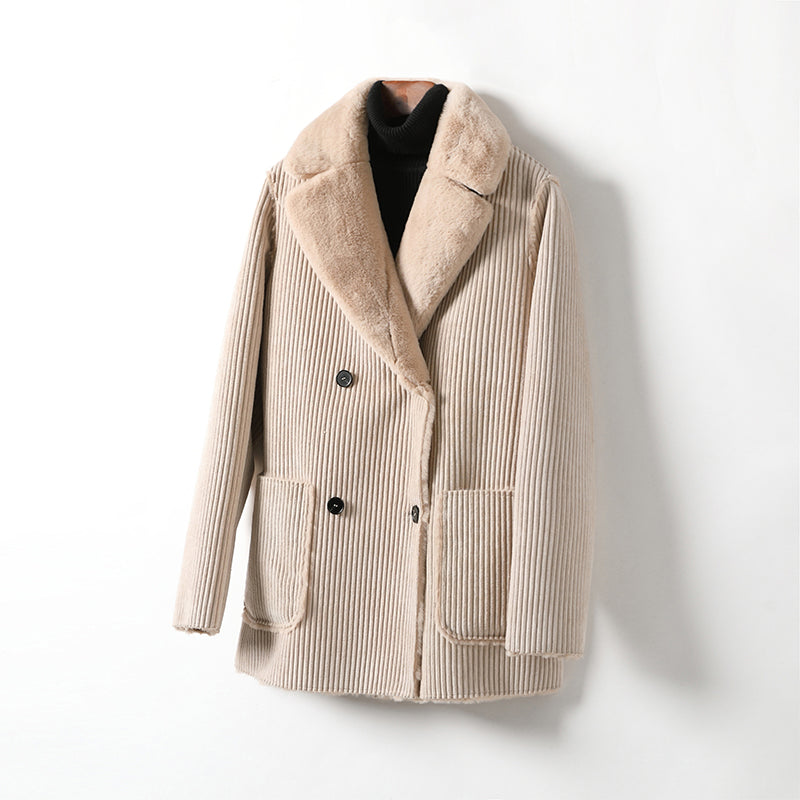 minwang Corduroy composite fluffy blouse MT718
