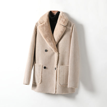 minwang Corduroy composite fluffy blouse MT718