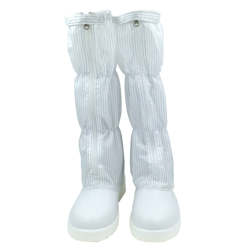 tonghuasheng Anti-static PU safety boots white and blue striped grid 8807 clean steel head anti-smashing dust-free shoes