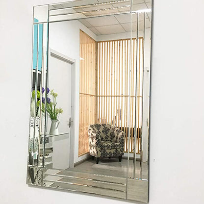 huaguan Wall Mirror Rectangular Mounted Mirror 4mm Bevelled Edge 60 * 90cm