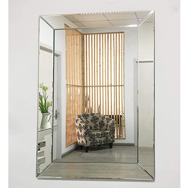 huaguan TopB Mirrors Simple Wall Mirror Frameless Rectangular Mirror with Bevelled Edge