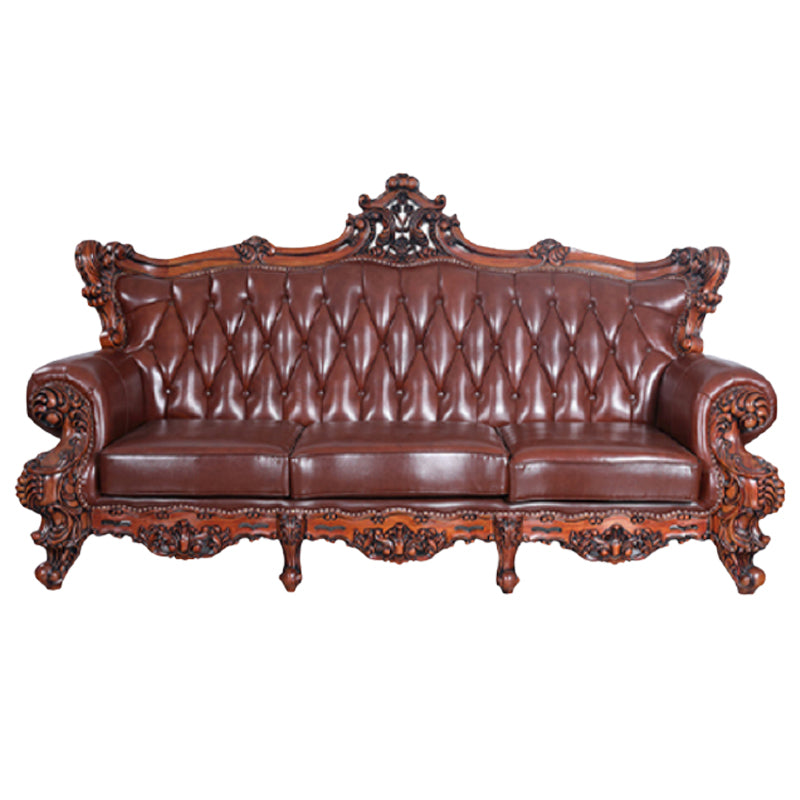 minghao European log sofa living room sofa begonia wood sofa toffee sofa chair 1+2+3 European style