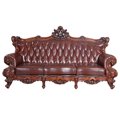 minghao European log sofa living room sofa begonia wood sofa toffee sofa chair 1+2+3 European style