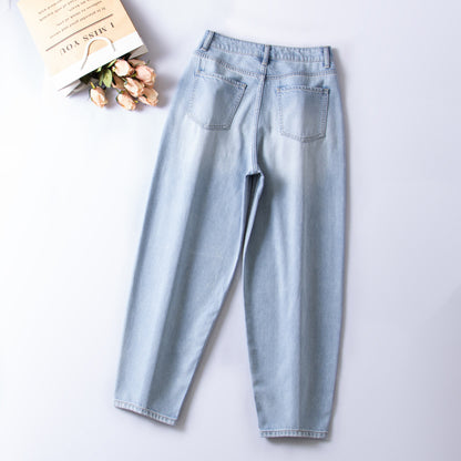xinya Casual Pants Jeans  X012JJ  Pear shaped body pants, light blue denim design, high waisted jeans