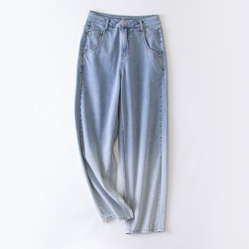 xinya Casual Pants Jeans X016J New Versatile Jeans Gradient Perforated Jeans Design Sense Jeans