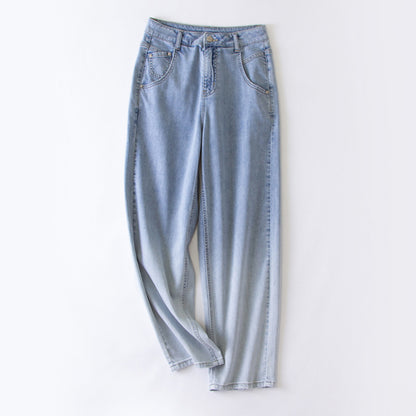 xinya Casual Pants Jeans X016J New Versatile Jeans Gradient Perforated Jeans Design Sense Jeans