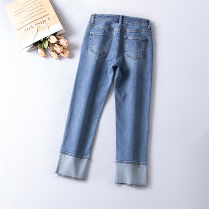 xinya Casual Pants Jeans C2016-5J  New Versatile Jeans Straight Leg Jeans Design Sense Jeans