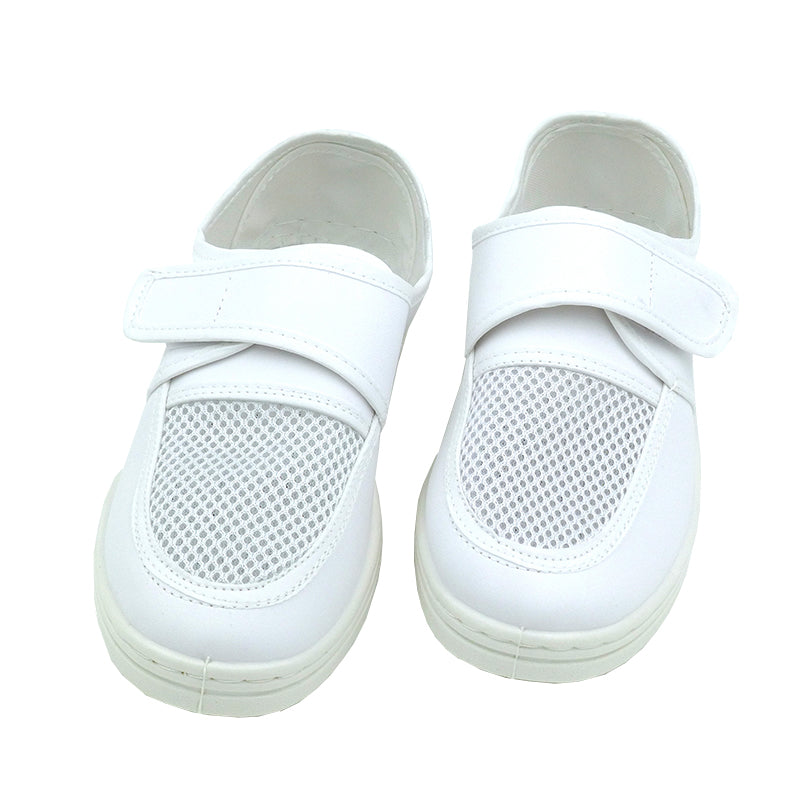 tonghuasheng Anti-static leather cable-stayed mesh shoes PVC hook and loop mesh shoes 615 breathable factory shoes