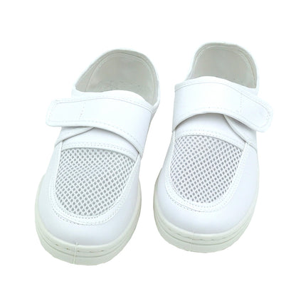 tonghuasheng Anti-static leather cable-stayed mesh shoes PVC hook and loop mesh shoes 615 breathable factory shoes