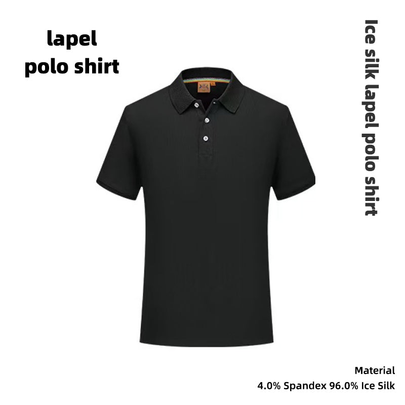 Jier Ice silk turn-down collar polo shirt Ice silk quick-dry thin short-sleeved turn-down collar top