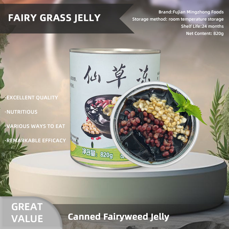 mingzhong Canned grass jelly, ready  to eat canned grass jelly, grass jelly milk tea  820g×12cans