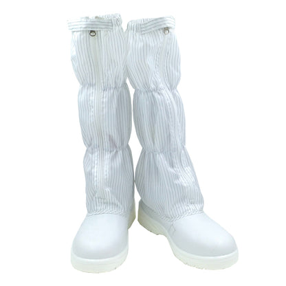 tonghuasheng Anti-static PU safety boots white and blue striped grid 8807 clean steel head anti-smashing dust-free shoes