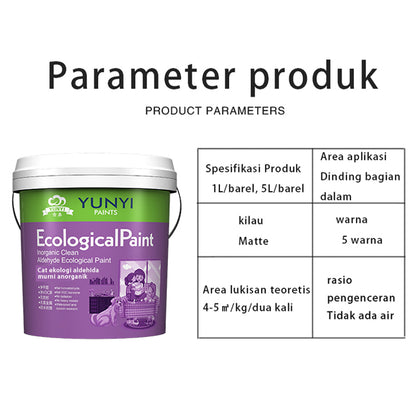yunyi Inorganic clean formaldehyde ecological paint, environmentally friendly interior wall paint, clean formaldehyde resistant interior wall latex paint