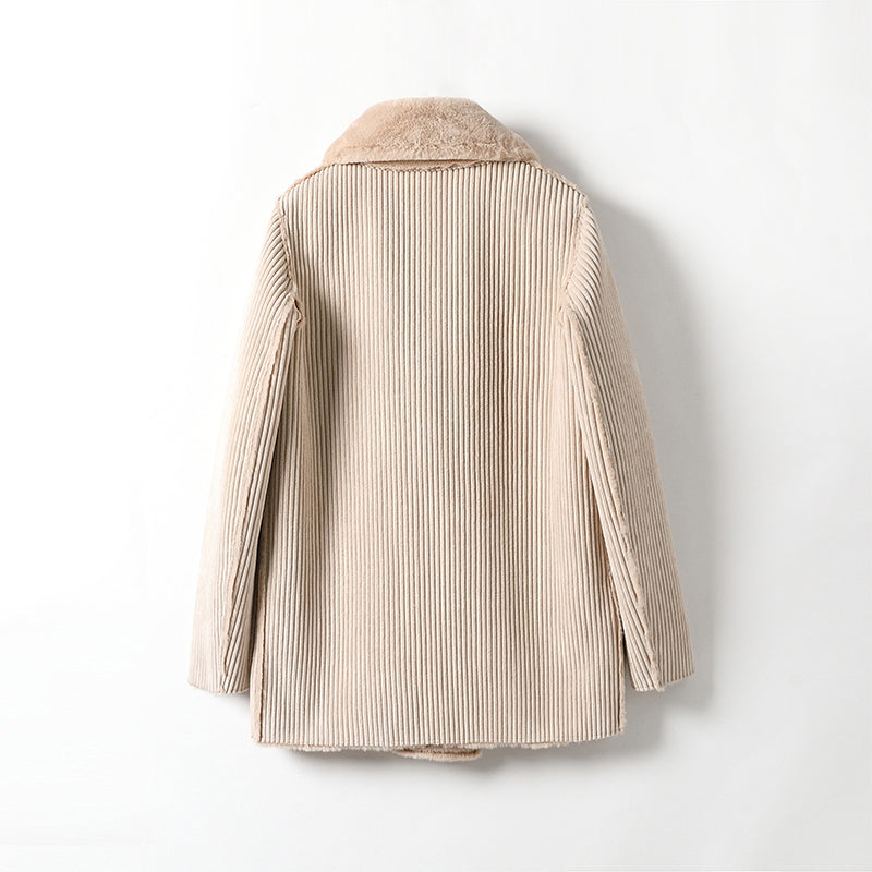 minwang Corduroy composite fluffy blouse MT718