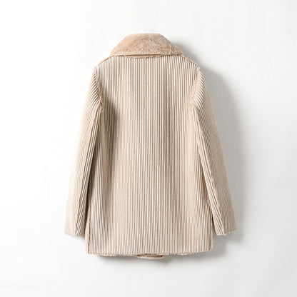 minwang Corduroy composite fluffy blouse MT718