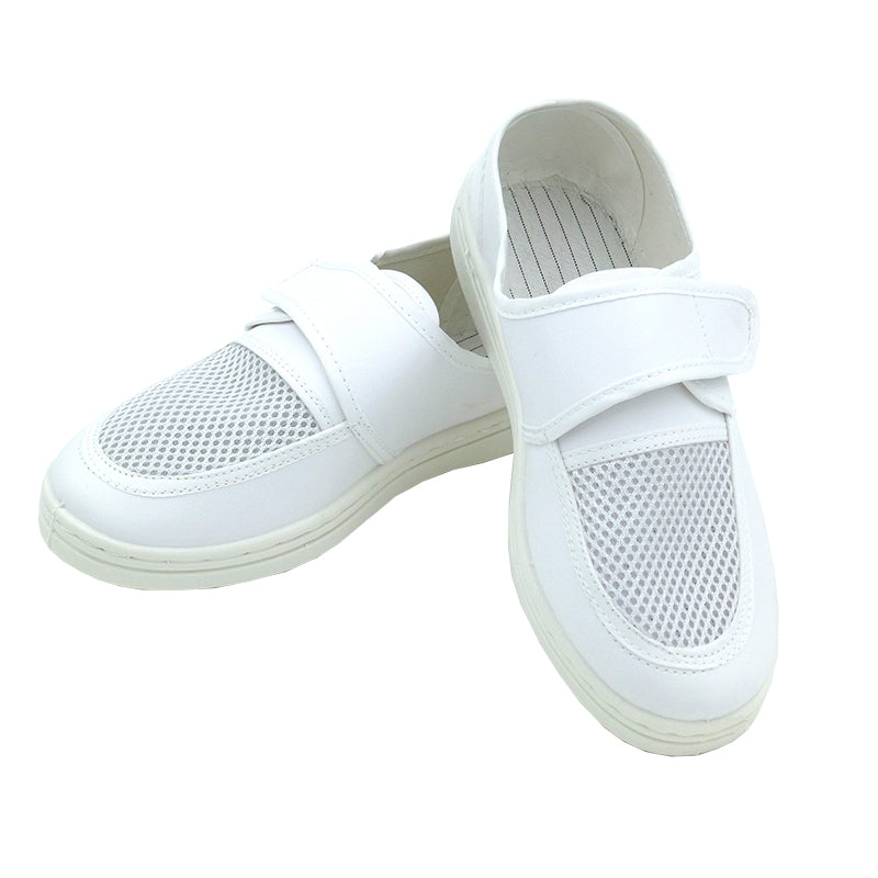 tonghuasheng Anti-static leather cable-stayed mesh shoes PVC hook and loop mesh shoes 615 breathable factory shoes
