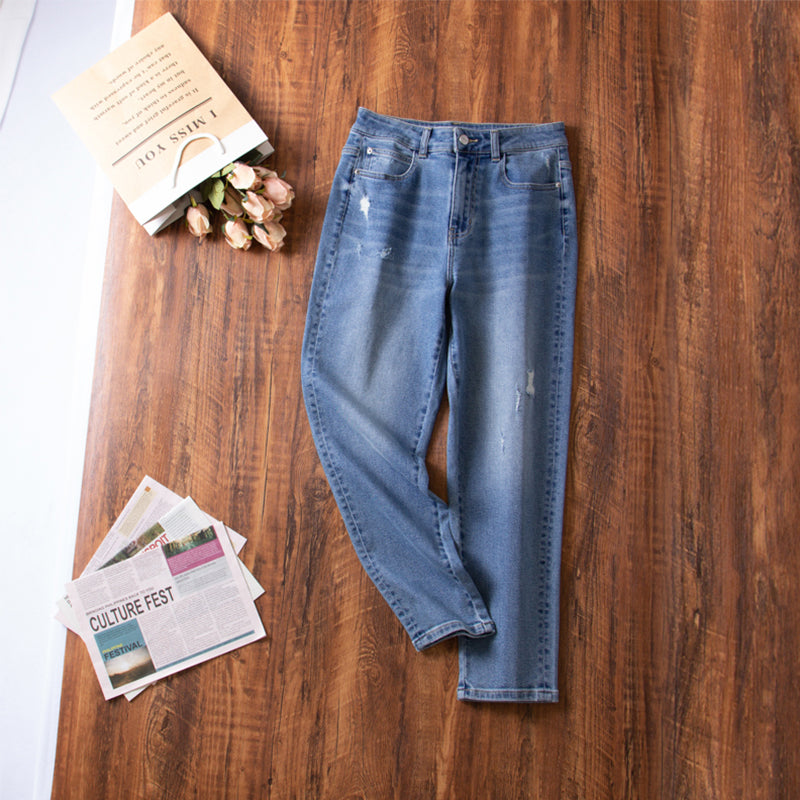 xinya Casual Pants Jeans X014JJ  New Versatile Jeans with Perforated Jeans Design Sense Jeans