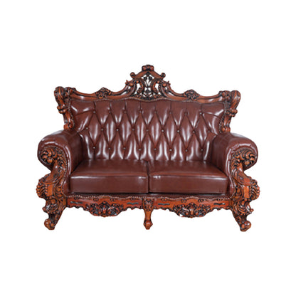 minghao European log sofa living room sofa begonia wood sofa toffee sofa chair 1+2+3 European style