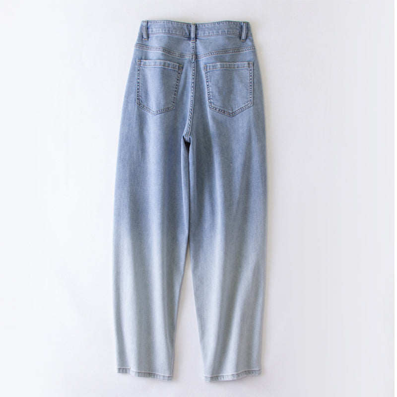 xinya Casual Pants Jeans X016J New Versatile Jeans Gradient Perforated Jeans Design Sense Jeans