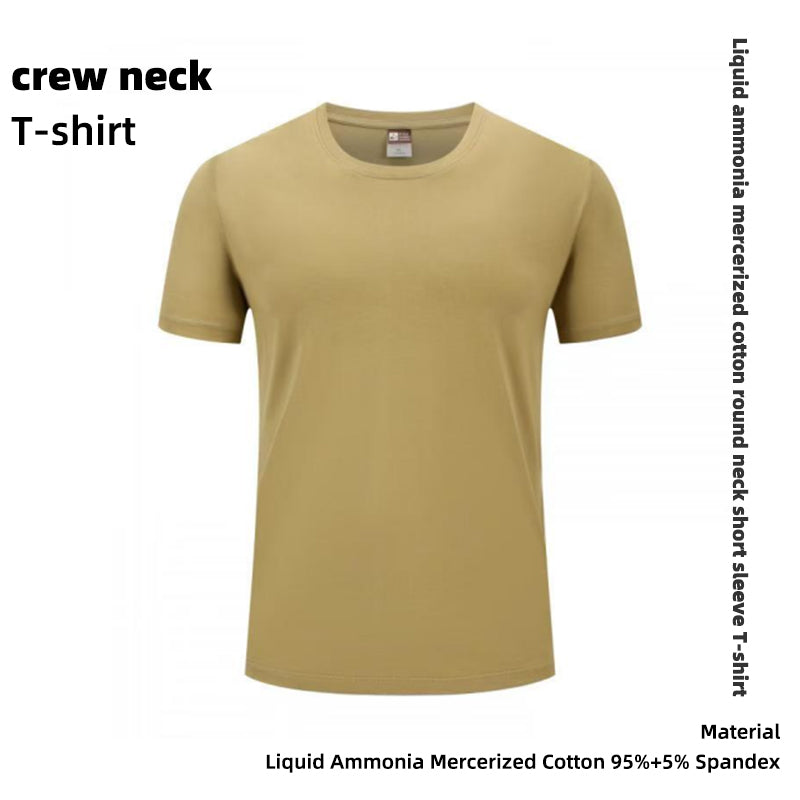 Jier Liquid Ammonia Mercerized Cotton Crewneck Short-Sleeve T-Shirt – Summer Thin Crewneck Half-Sleeve Top