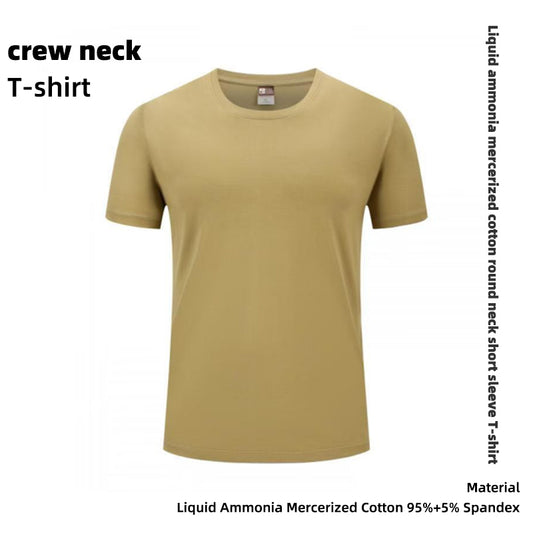 Jier Liquid Ammonia Mercerized Cotton Crewneck Short-Sleeve T-Shirt – Summer Thin Crewneck Half-Sleeve Top