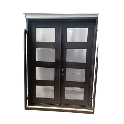 hengze Entry Wrought Iron Security Doors Rust Sun Resistant Custom Sizes Home Villa Main Gates(Please consult customer service for pricing)