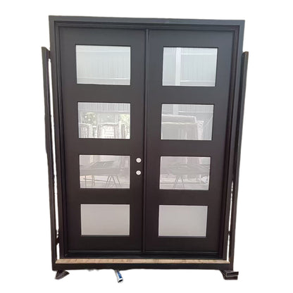 hengze Entry Wrought Iron Security Doors Rust Sun Resistant Custom Sizes Home Villa Main Gates(Please consult customer service for pricing)