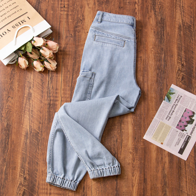 xinya Casual Pants Jeans C2016-15J  Skinny Jeans Light Blue Jeans Design Sense Jeans