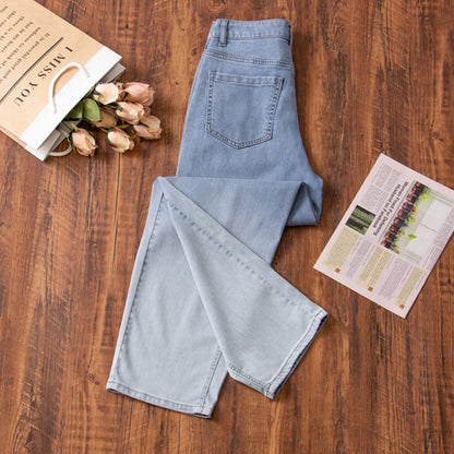 xinya Casual Pants Jeans X016J New Versatile Jeans Gradient Perforated Jeans Design Sense Jeans