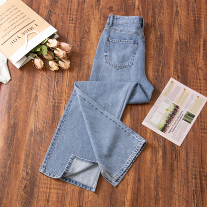 xinya Casual Pants Jeans  C2005-1J Pear shaped body pants, light blue denim design, high waisted jeans