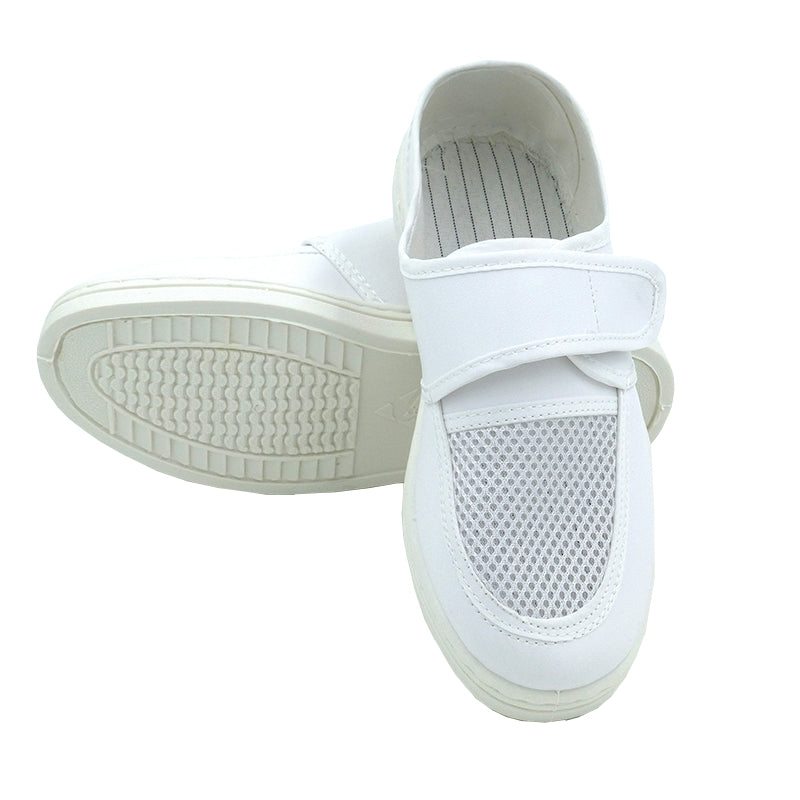 tonghuasheng Anti-static leather cable-stayed mesh shoes PVC hook and loop mesh shoes 615 breathable factory shoes
