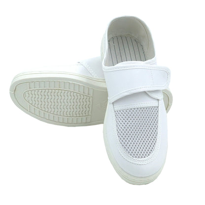 tonghuasheng Anti-static leather cable-stayed mesh shoes PVC hook and loop mesh shoes 615 breathable factory shoes