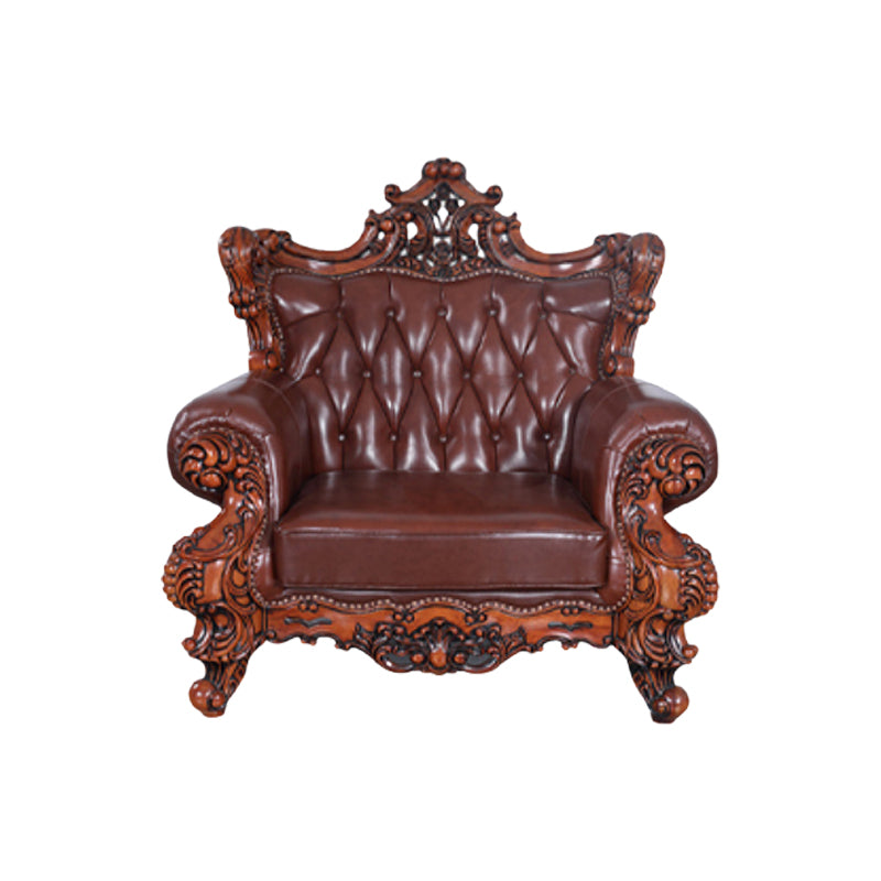 minghao European log sofa living room sofa begonia wood sofa toffee sofa chair 1+2+3 European style