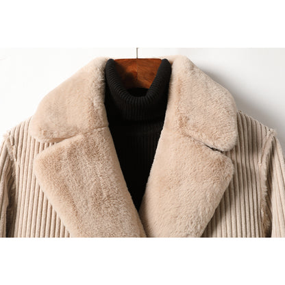 minwang Corduroy composite fluffy blouse MT718