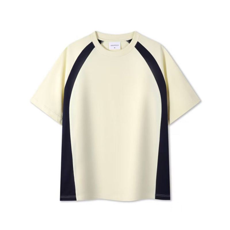 Jier 240G 32 - count double yarn color blocked drop shoulder crew neck T-shirt GJ46-7718, a thin summer style crew neck short sleeved top