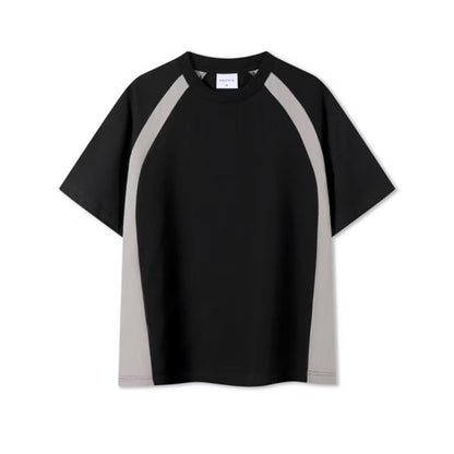 Jier 240G 32 - count double yarn color blocked drop shoulder crew neck T-shirt GJ46-7718, a thin summer style crew neck short sleeved top